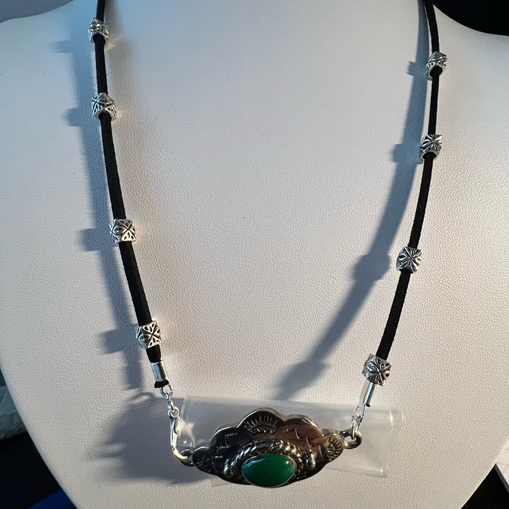 Artisan Silver and Green Statement Necklace